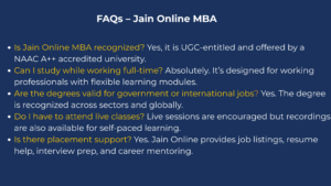 Frequently asked questions jain online mba
